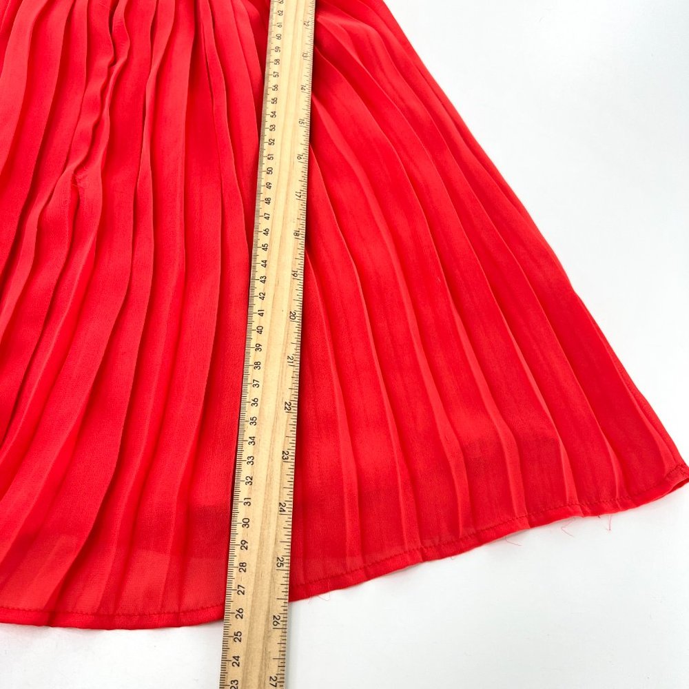 Parker Womens Medium Coral Skater Dress Sweetheart Neck Quilted Silk Pleated - Picture 5 of 6